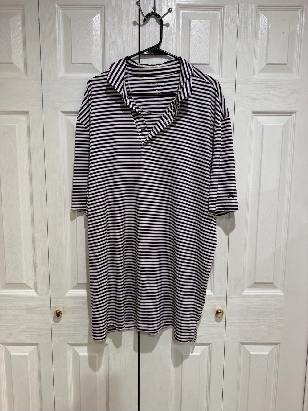 Kenneth Cole Black & White Striped Polo Tunic